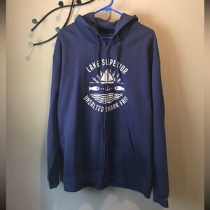 Navy Blue Graphic Hoodie Lake Superior